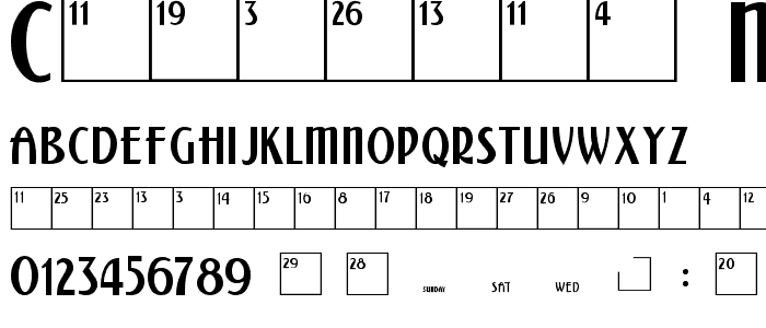 Calendar Normal font